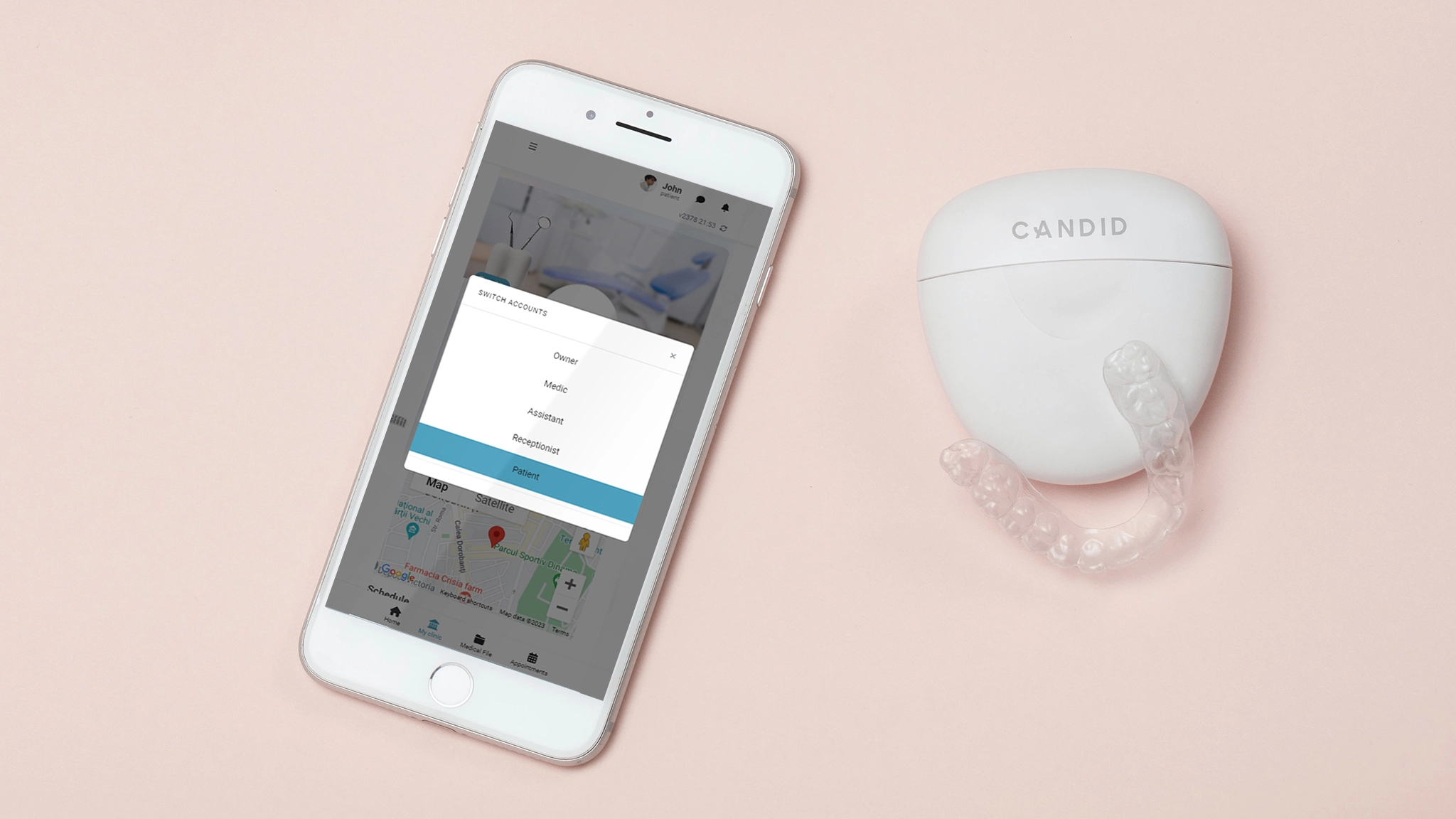 smilesim switch accounts between owner dentist patient